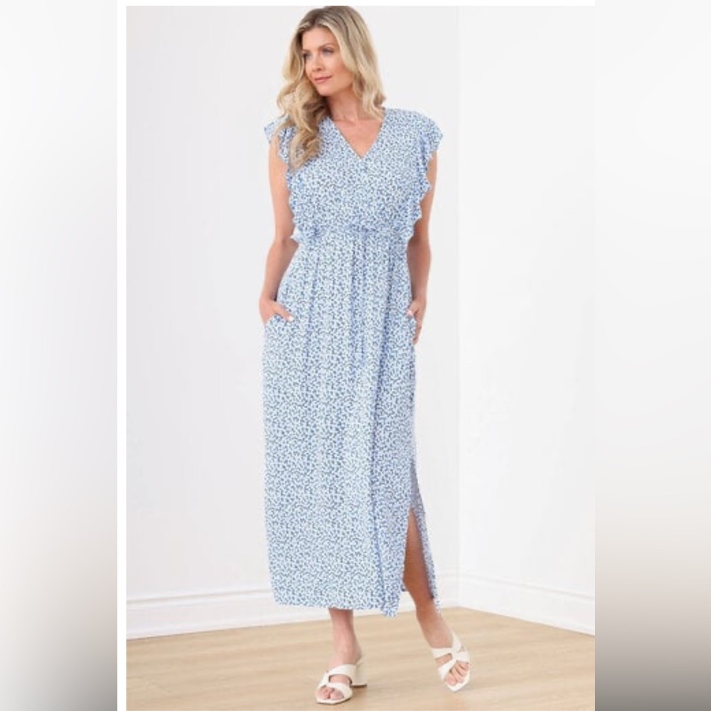 Haver & Blair Blue Floral Midi Dress | Medium